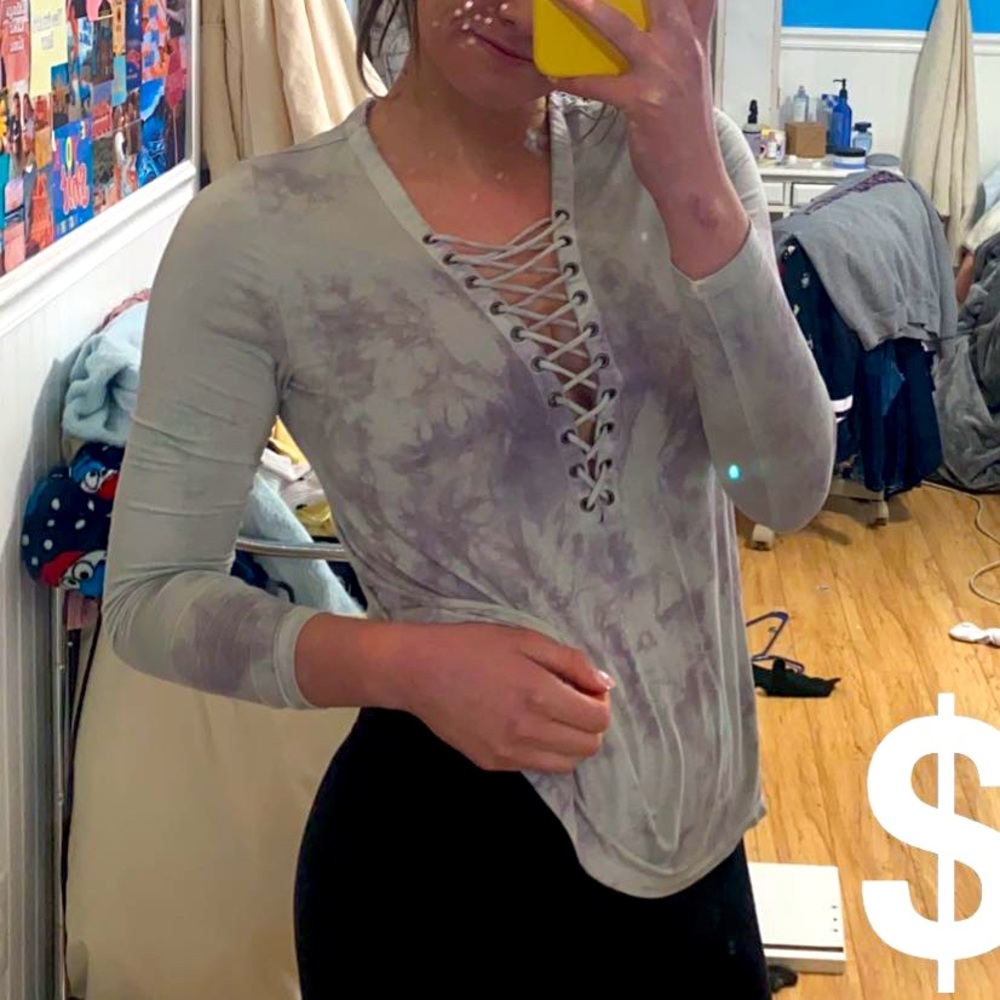 low cut laced light purple soft and sexy tee